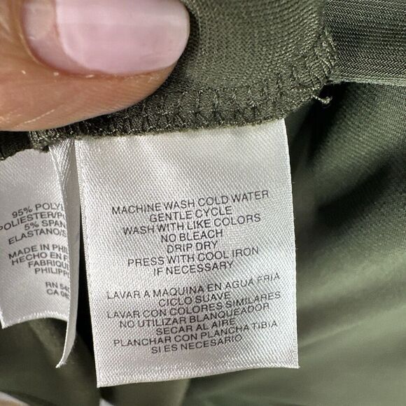 Jones Studio Midi Dress Sz 16W Olive Green Ruched Empire Waist Jersey Knit Comfy - Picture 13 of 15